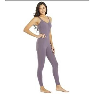 Everyday Yoga Purple Jumpsuit V-Neck Strappy Back Sleeveless Activewear